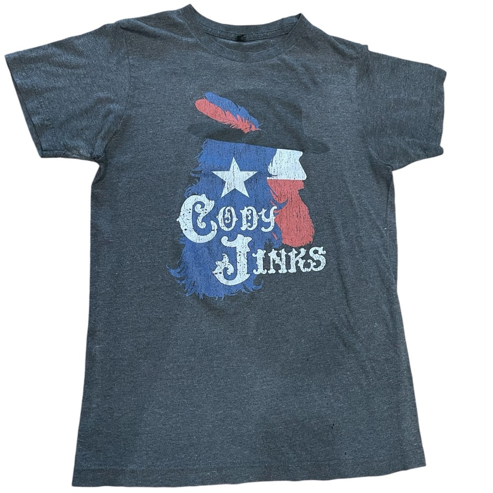 CODY JINKS  Women's Western Flag Face Grey Tee Size Small
